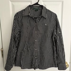 Ralph Lauren Black and White Striped Women’s Shirt